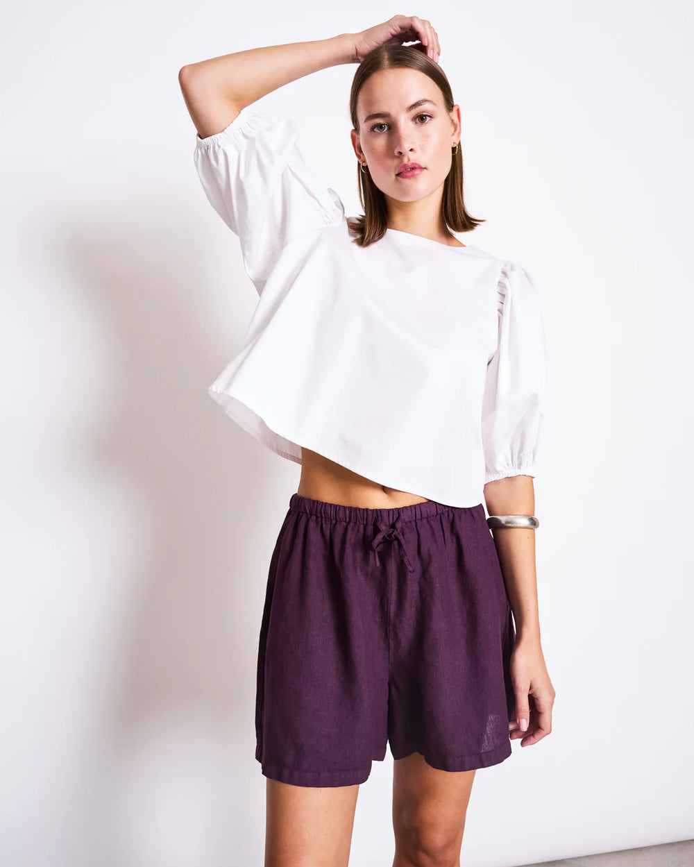 Jan 'n June - LINEN DRAWSTRING SHORTS MARUM CHERRY LACQUER