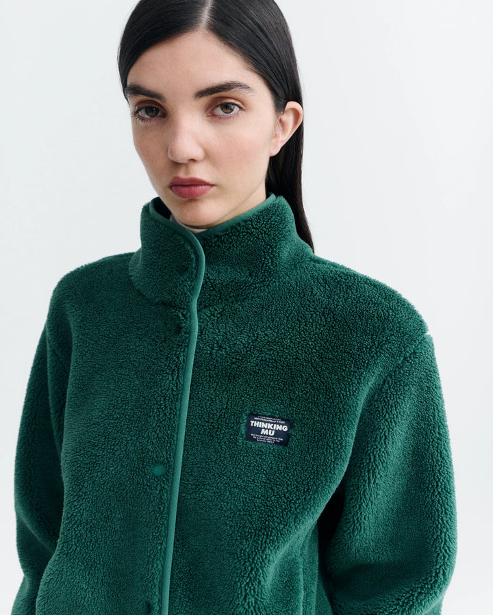 Thinking Mu - Green fleece Kourtney jacket