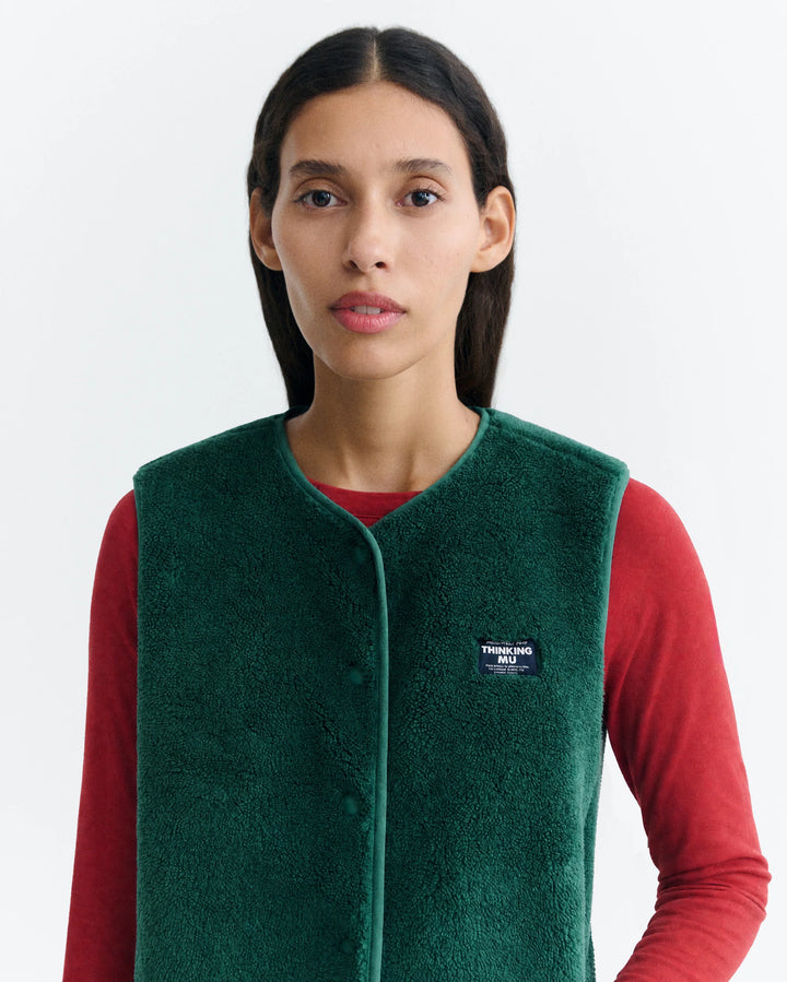 Thinking Mu - Green fleece Jay vest