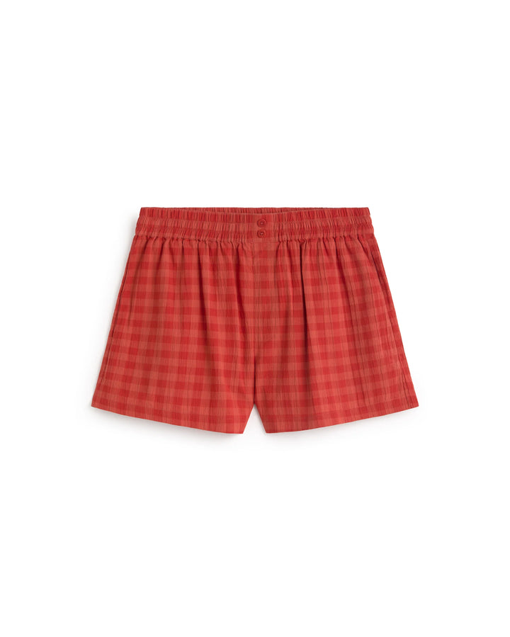 Thinking Mu - Geraldine red seersucker shorts