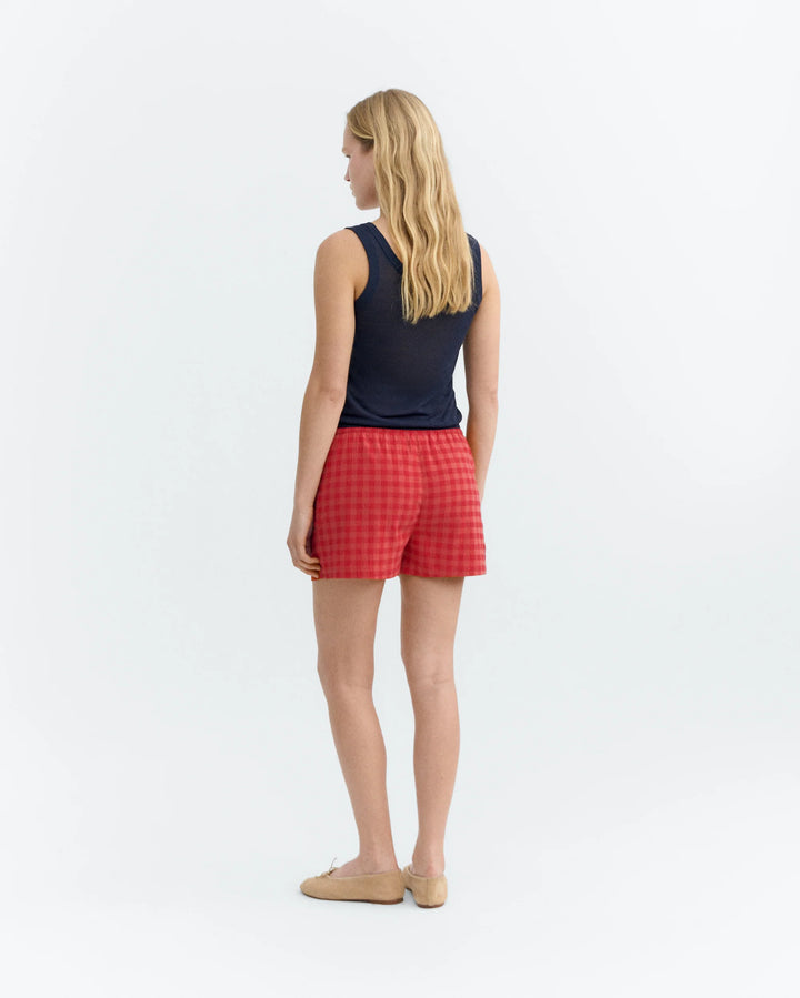 Thinking Mu - Geraldine red seersucker shorts