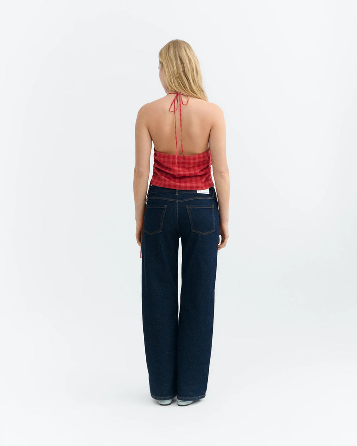 Thinking Mu - Adjustable seersucker top red Hiba