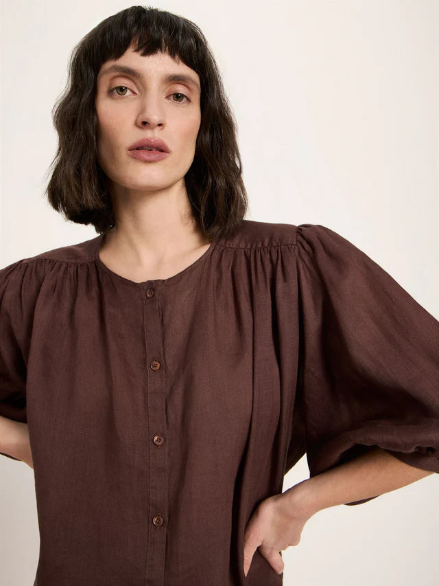 Lanius - Blouse van Ramie - Chocolate