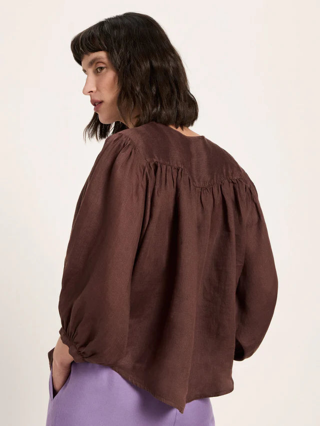 Lanius - Blouse van Ramie - Chocolate