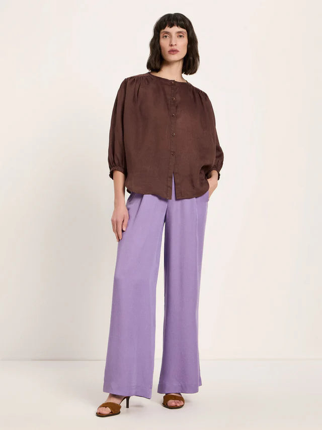 Lanius - Blouse van Ramie - Chocolate