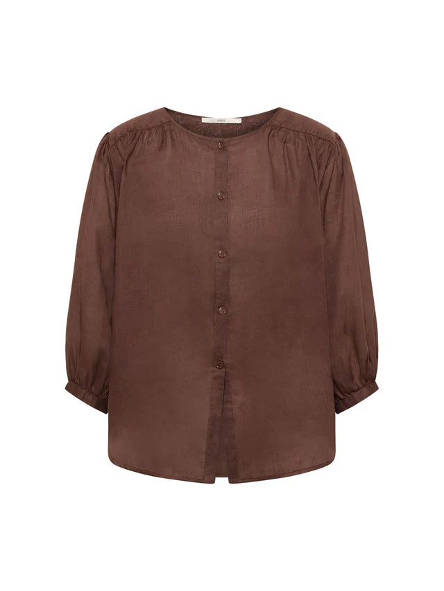 Lanius - Blouse van Ramie - Chocolate