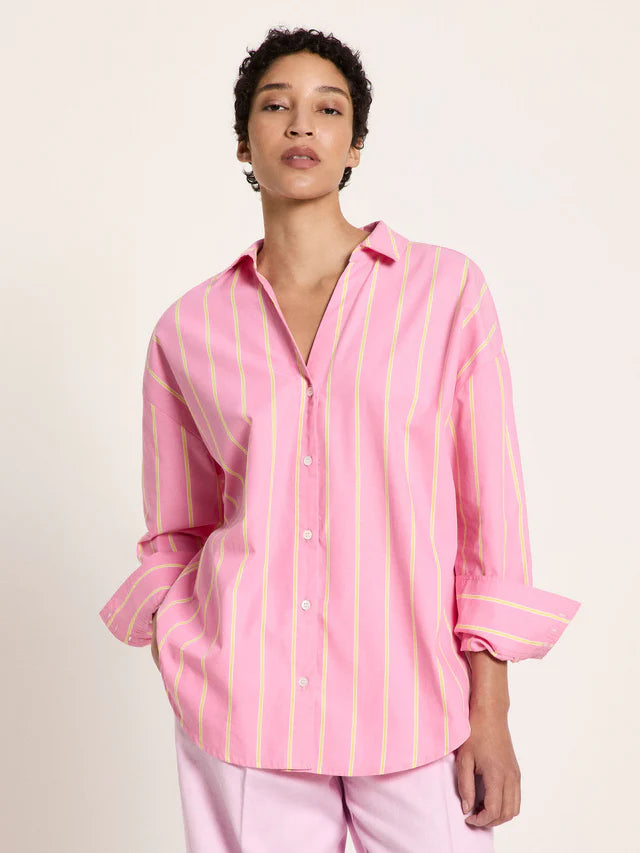 Lanius - Gestreepte Blouse - Bright Orchid/Sun