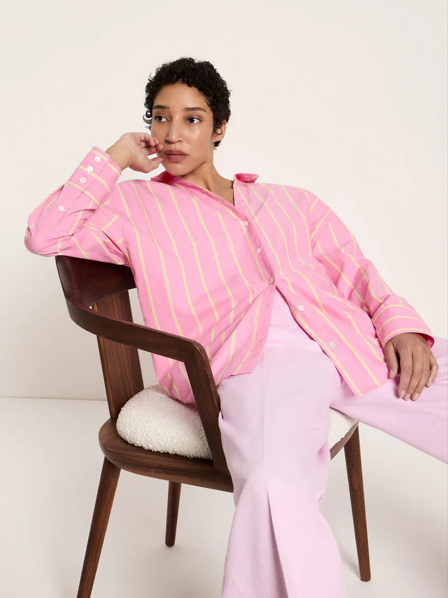 Lanius - Gestreepte Blouse - Bright Orchid/Sun