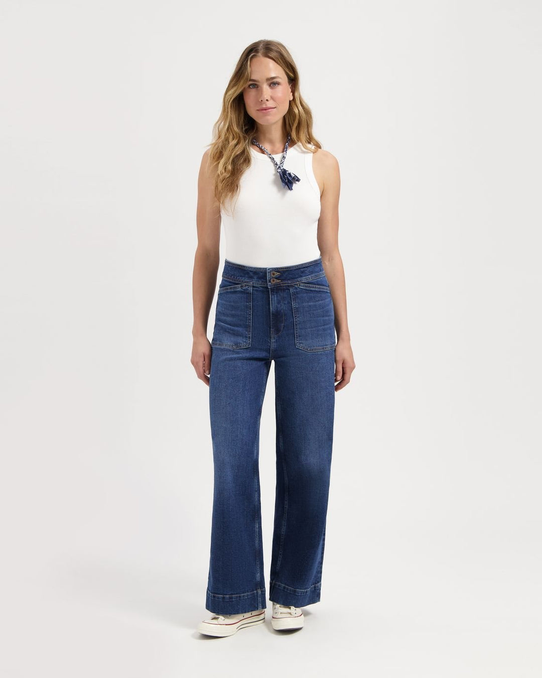 Kuyichi - Farrah Worker High Waist Wide Leg - Faded Blue