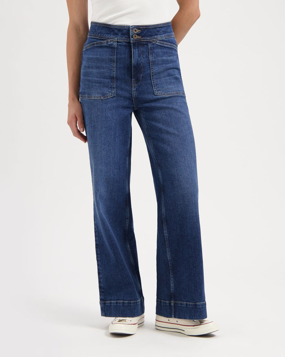 Kuyichi - Farrah Worker High Waist Wide Leg - Faded Blue