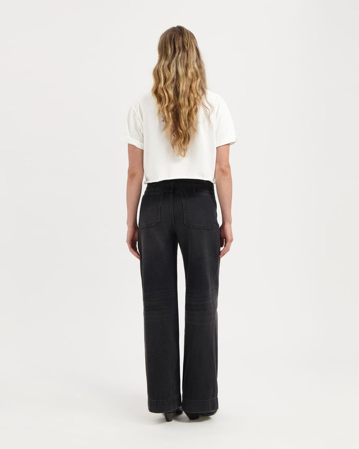 Kuyichi - Farrah Worker High Waist Wide Leg - Smoky Noir