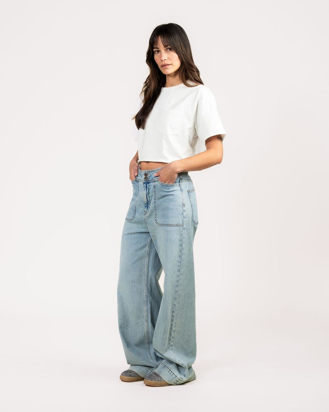 Kuyichi - Farrah Worker High Waist Wide Leg - Steel Blue