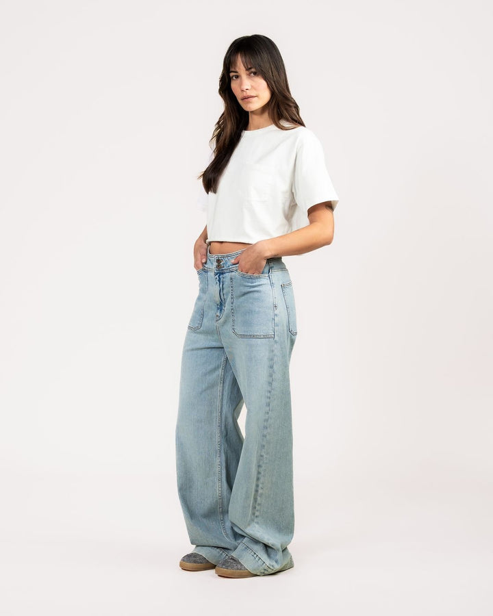 Kuyichi - Farrah Worker High Waist Wide Leg - Steel Blue