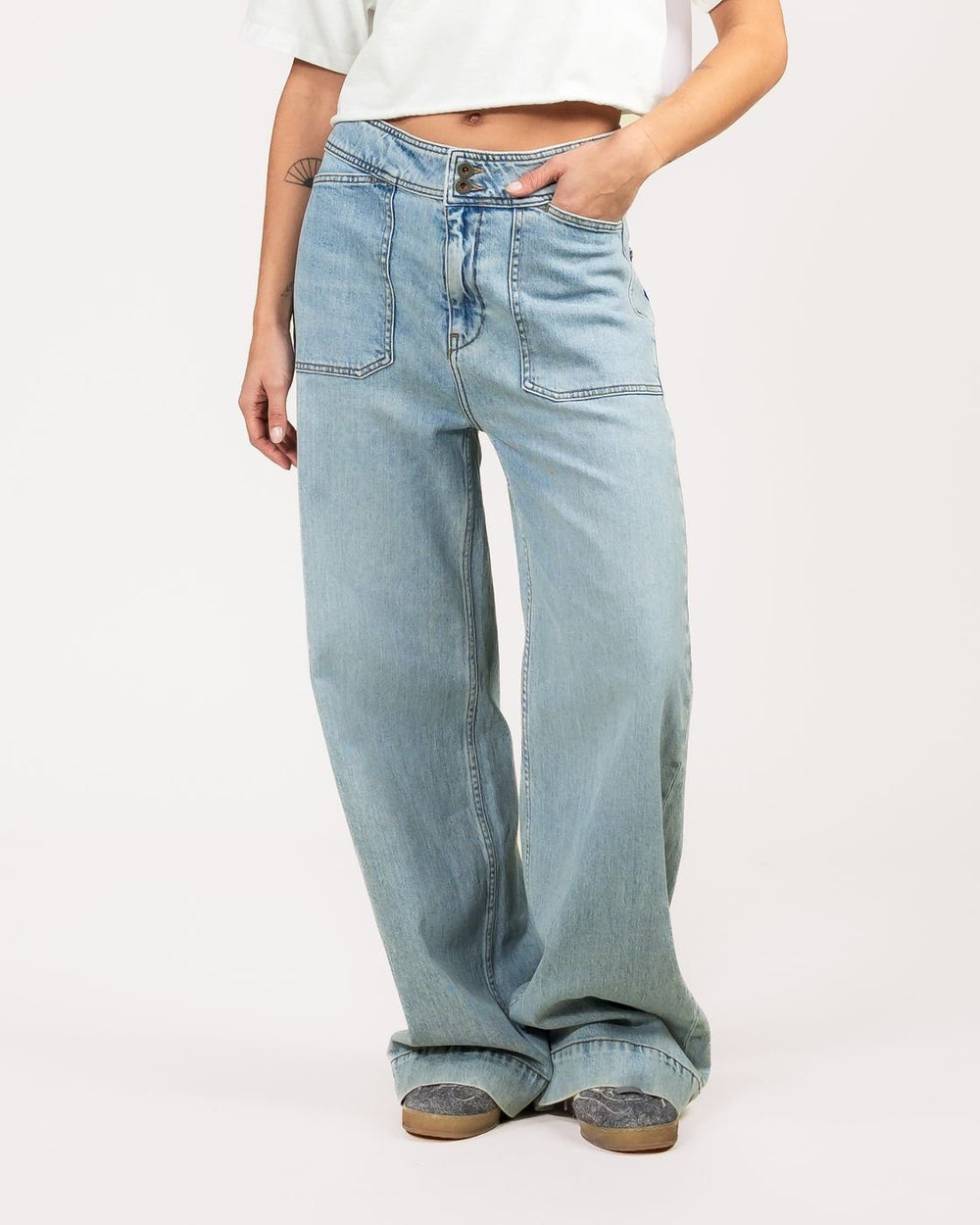 Kuyichi - Farrah Worker High Waist Wide Leg - Steel Blue