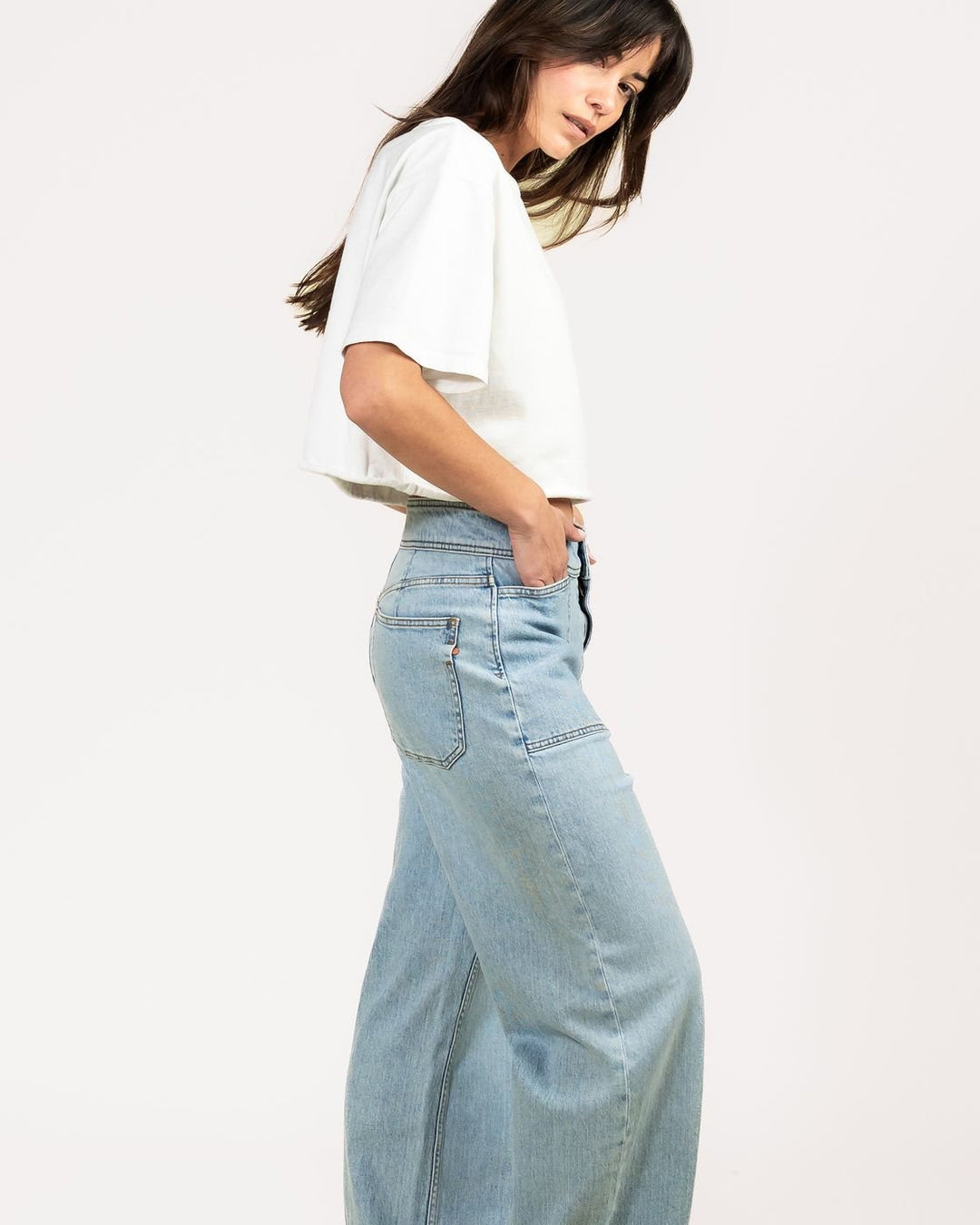 Kuyichi - Farrah Worker High Waist Wide Leg - Steel Blue