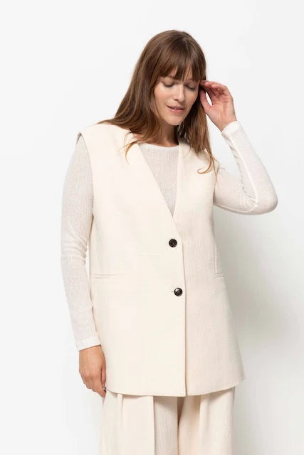 Âme Antwerp - Noble Sleeveless Gilet Blazer - Ecru