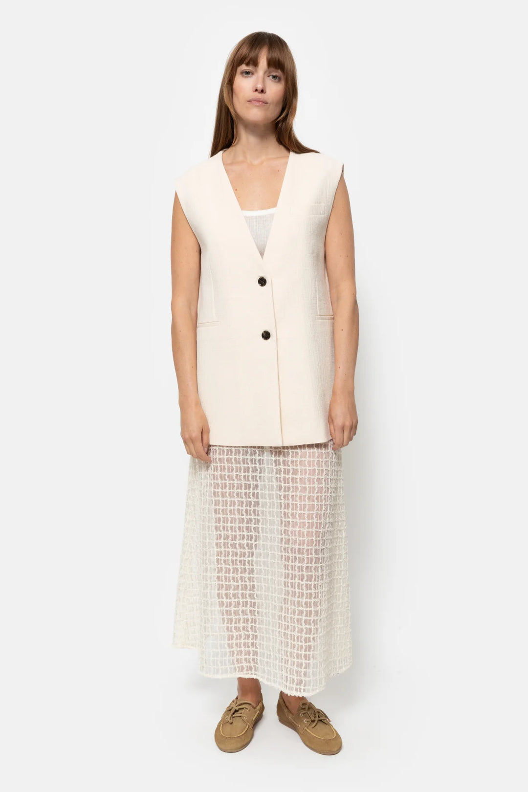 Âme Antwerp - Noble Sleeveless Gilet Blazer - Ecru