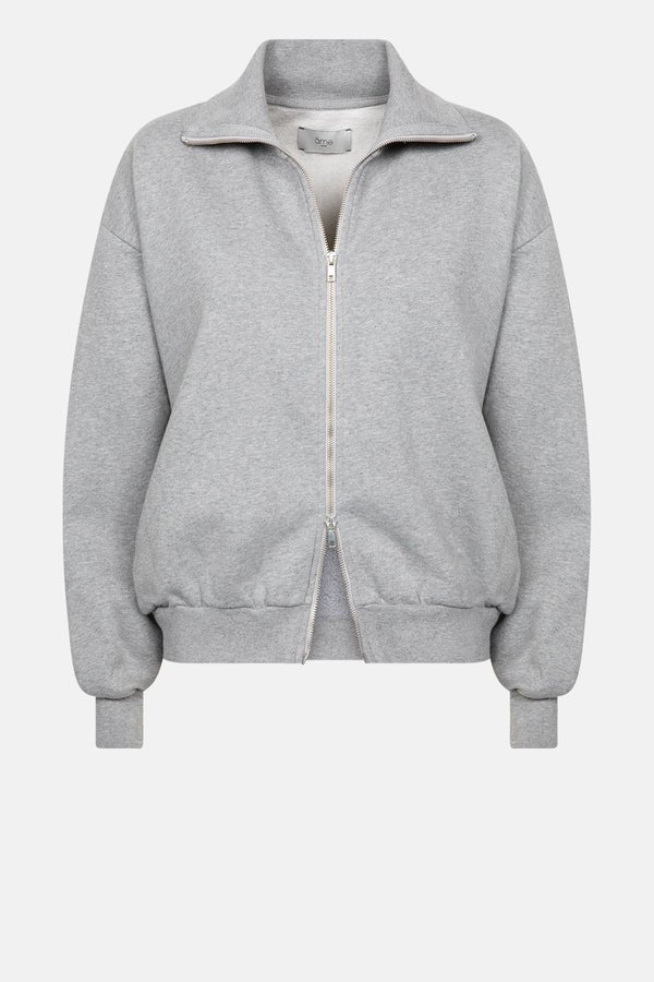 Âme Antwerp - Nona Sweat Cardigan with Zip - Dark Marled Grey