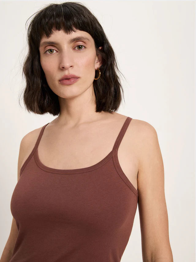 Lanius - Tank Top van Katoen - Dark Mocha
