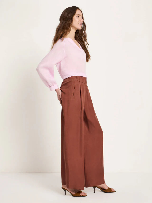 Lanius - Wijde broek van TENCEL - Mocha