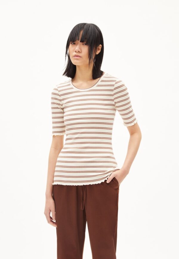 armed angels shirt frayaa double stripes cacao undyed