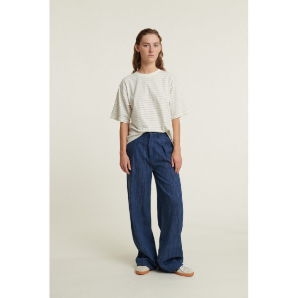 Basic Apparel - Raja Stripe Tee - Quiet Harbor Whisper White