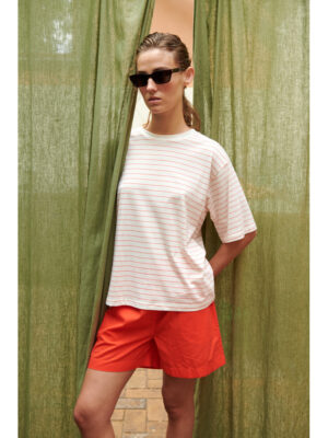 Basic Apparel - Raja Stripe Tee - Grenade Whisper White
