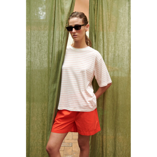 Basic Apparel - Raja Stripe Tee - Grenade Whisper White