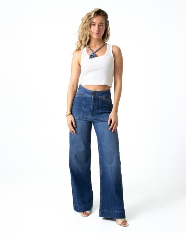 Kuyichi - Farrah Worker High Waist Wide Leg - Ocala Blue