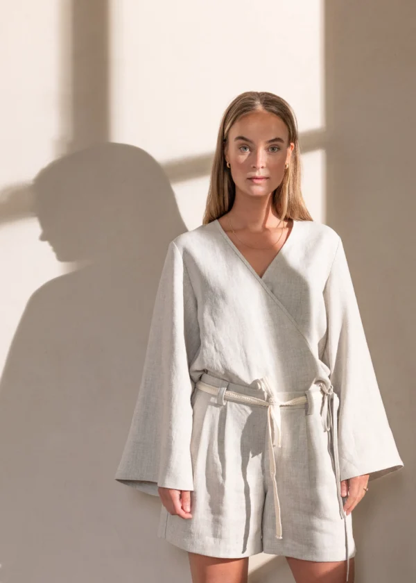 Ruby Tuesday - Piers Kimono Short wrap top - Light Beige melange