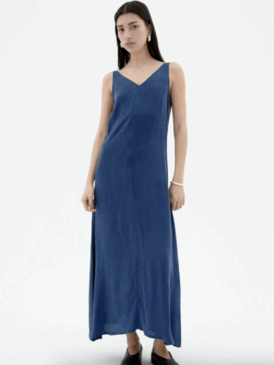 Thinking Mu - Jurk Sade - Blue Cobalt