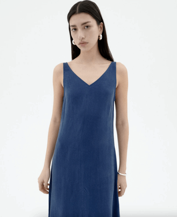Thinking Mu - Jurk Sade - Blue Cobalt