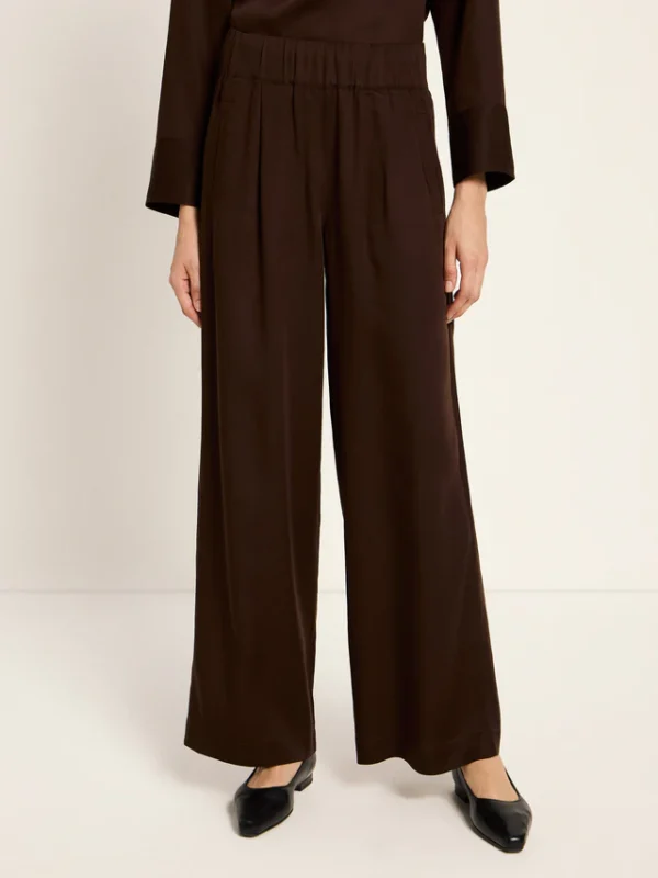 Lanius - Wijde broek van TENCEL - Dark Brown