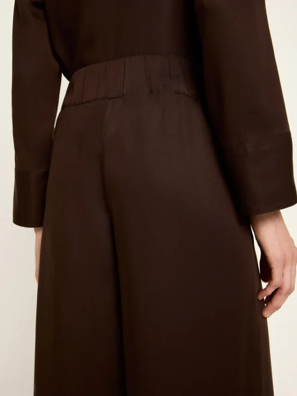 Lanius - Wijde broek van TENCEL - Dark Brown
