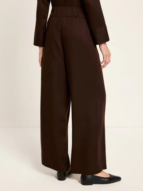 Lanius - Wijde broek van TENCEL - Dark Brown