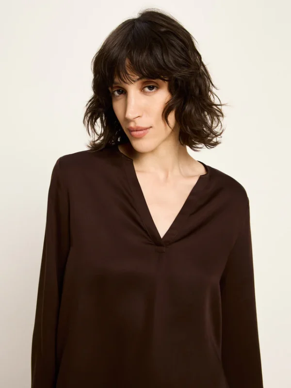 Lanius - Blouse van TENCEL - Dark Brown
