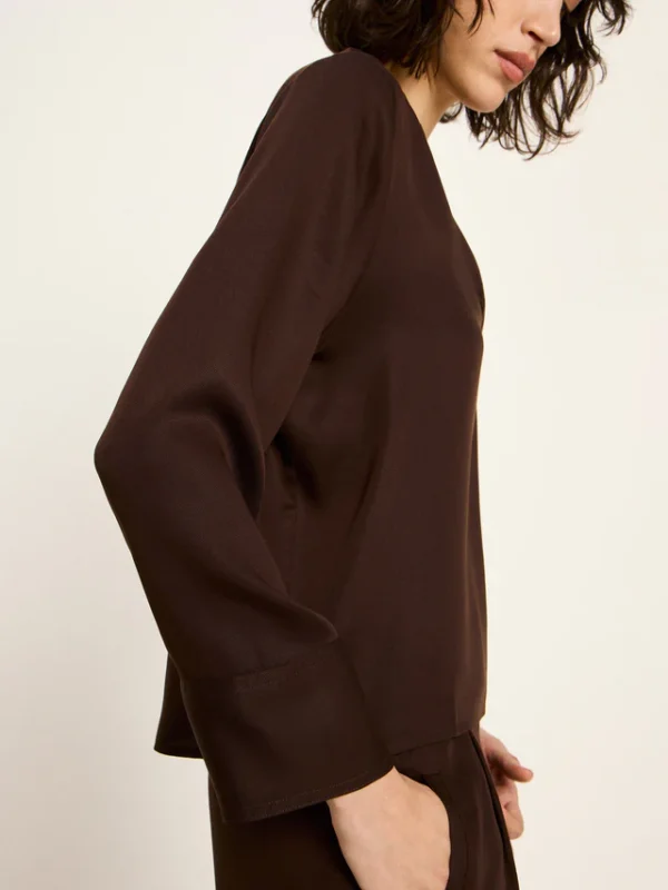 Lanius - Blouse van TENCEL - Dark Brown