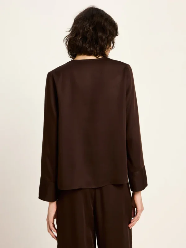 Lanius - Blouse van TENCEL - Dark Brown