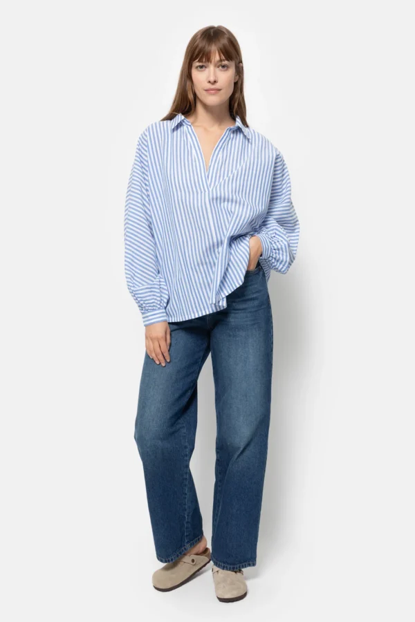 Âme Antwerp - Madonna Polo Shirt - White Blue Stripes