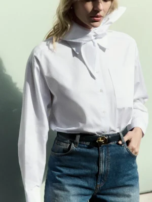 Âme Antwerp - Nobody Shirt met afneembare sjaal - White